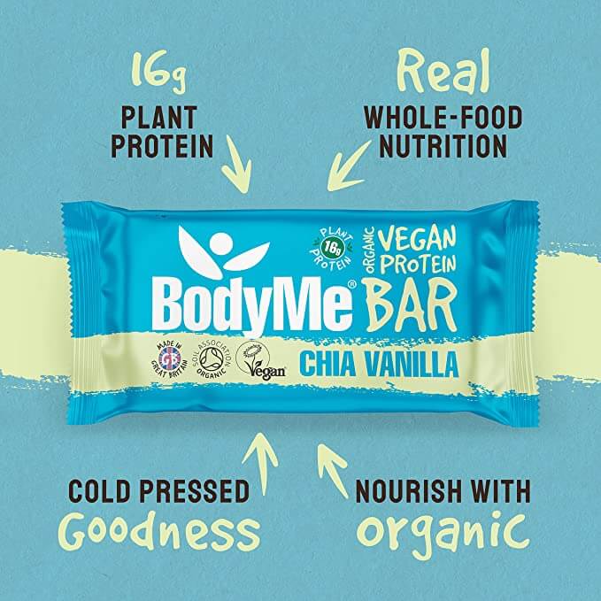BodyMe Health chia vanilla protein bars 16g protein organic plant based vegan