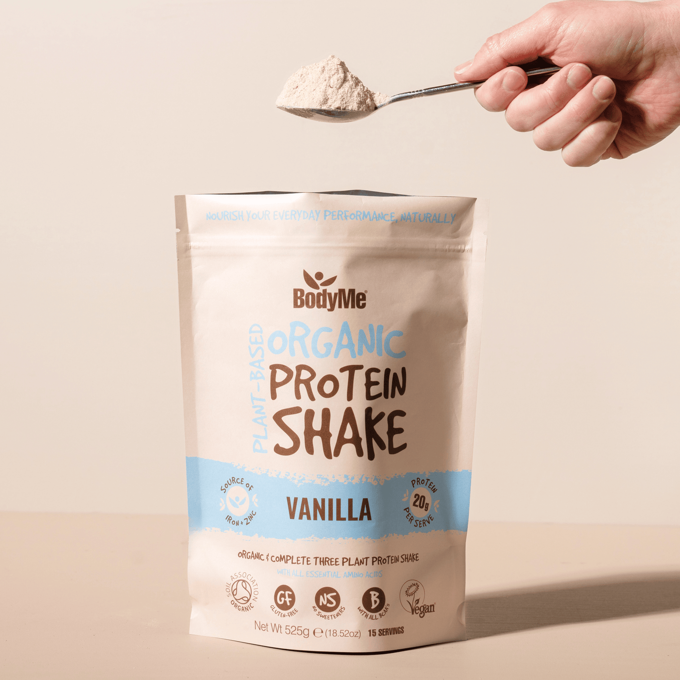 Vanilla Protein Shake Pack and Spoon - Vegan Protein Shake - BodyMe