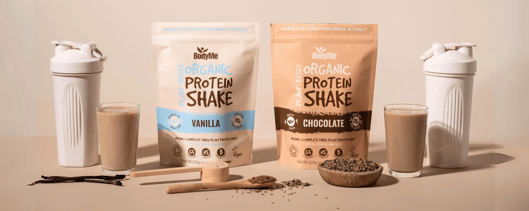 Vegan Protein Shakes Free From Gluten, Soy, Dairy and Sweeteners – BodyMe