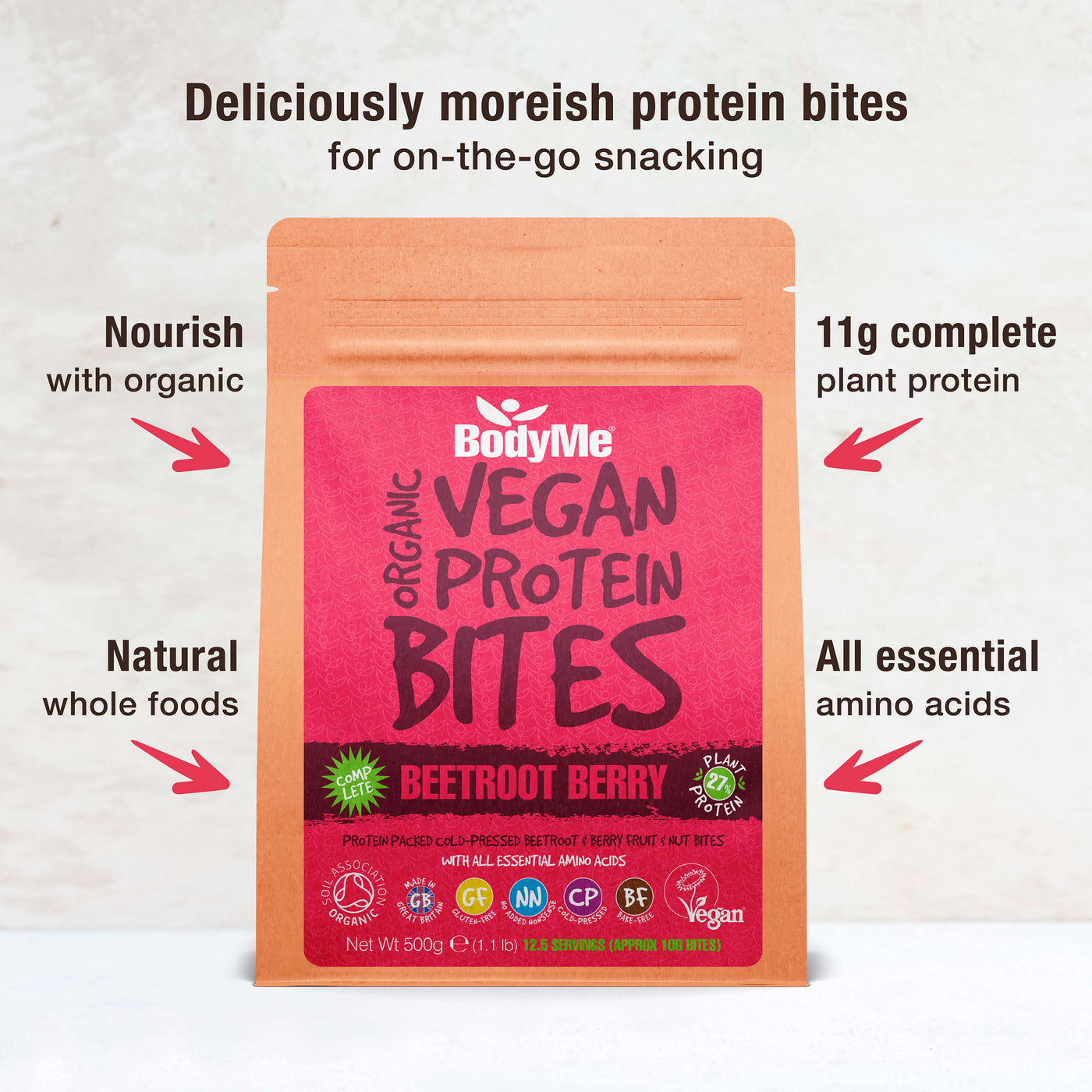 BodyMe Beetroot Berry Vegan Organic Protein Healthy Snack Bites