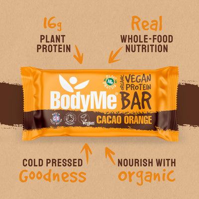 BodyMe Organic Vegan Cacao Orange Protein Bars