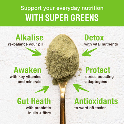 BodyMe Organic Greens Superfood Powder with Wheatgrass, Moringa, Spirulina, Chorella, Matcha, Prebiotic Inulin, Mango, Turmeric, Beetroot and Ashwagandha