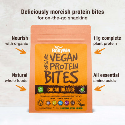BodyMe Health Vegan Organic Cacao Orange Protein Healthy Snack Bites