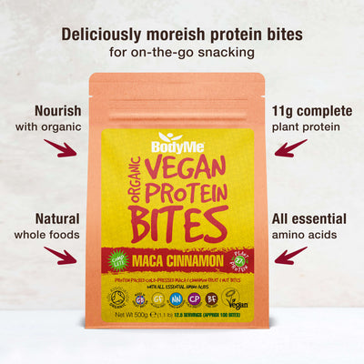 BodyMe Health Vegan Organic Plant-Based Maca Cinnamon Protein Healthy Snack Bites