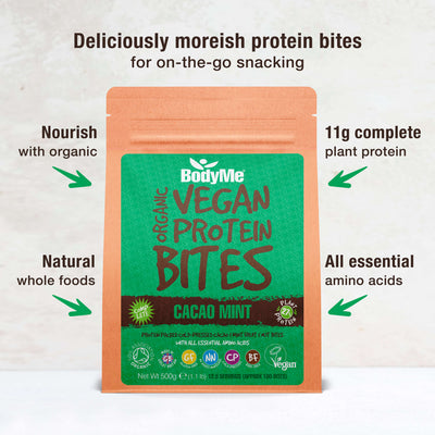BodyMe Vegan Organic Natural Cacao Mint Protein Healthy Snack Bites