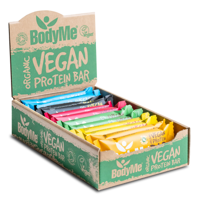 BodyMe Vegan Organic Protein Bars – Mixed Box of 12